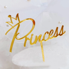 Топпер декоративный акриловый "Princess" Золото 14x9 см 