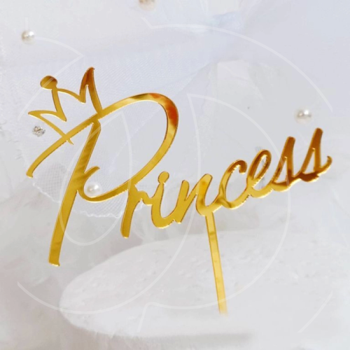 Топпер декоративный акриловый "Princess" Золото 14x9 см 