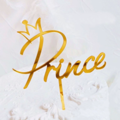 Топпер декоративный акриловый "Prince" Золото 12,5x8,5 см 